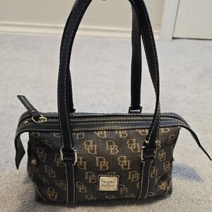 Dooney & Bourke Black and Brown Monogram Shoulder Bag